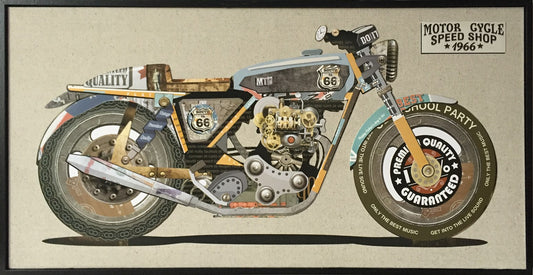 Kunst-Collage - Papier Wandbild Motorrad II 82cm x 42cm