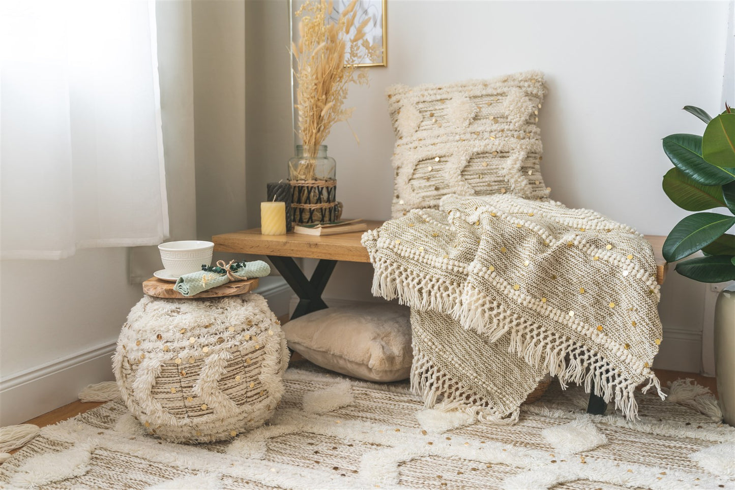 Decke Bohist 425 Creme / Khaki