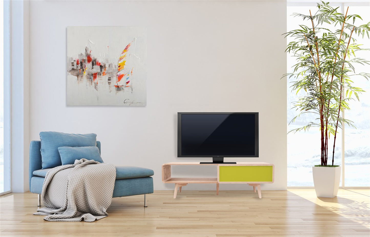 TV-Tisch Addison II Esche / Grün