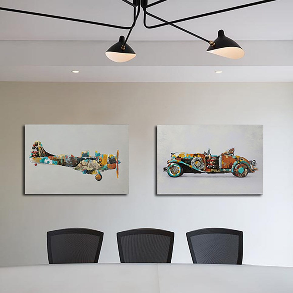 Öl-Wandbild Flugzeug 60cm x 90cm