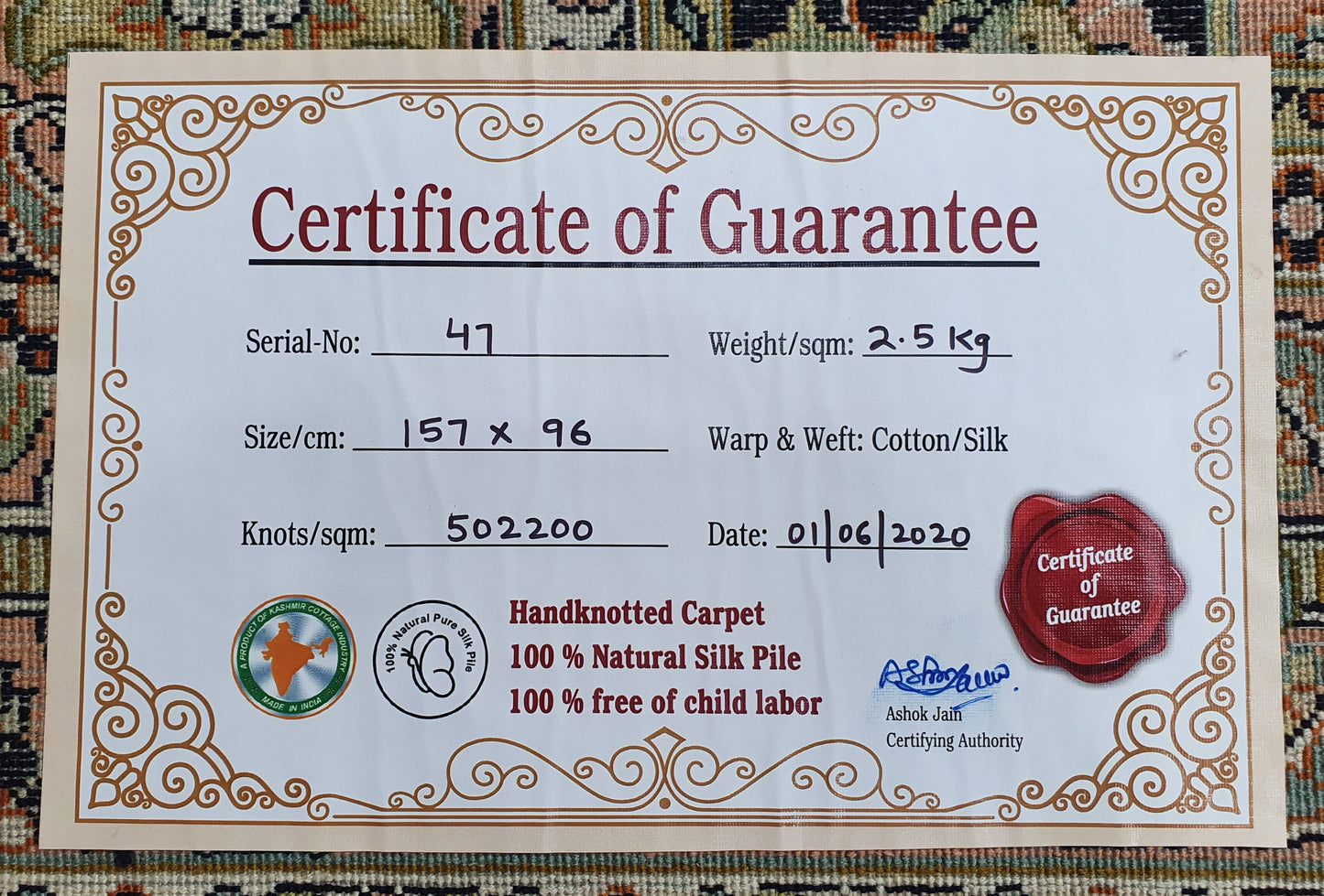 Kashan 8493 Multi 96cm x 157cm (B.No. 47)