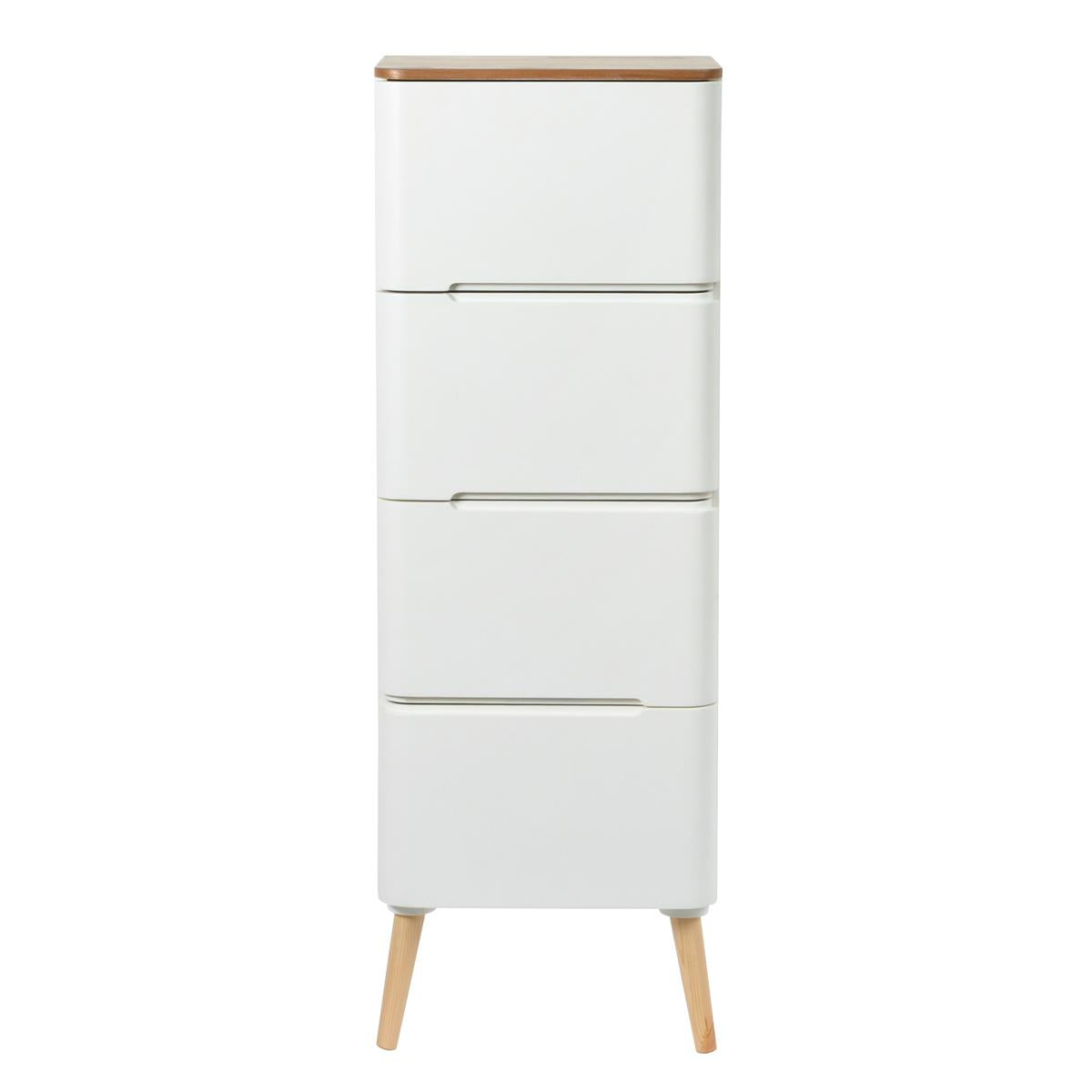 Kayoom Schubladenschrank - Ausziehkommode Madison 610 Weiß / Naturell