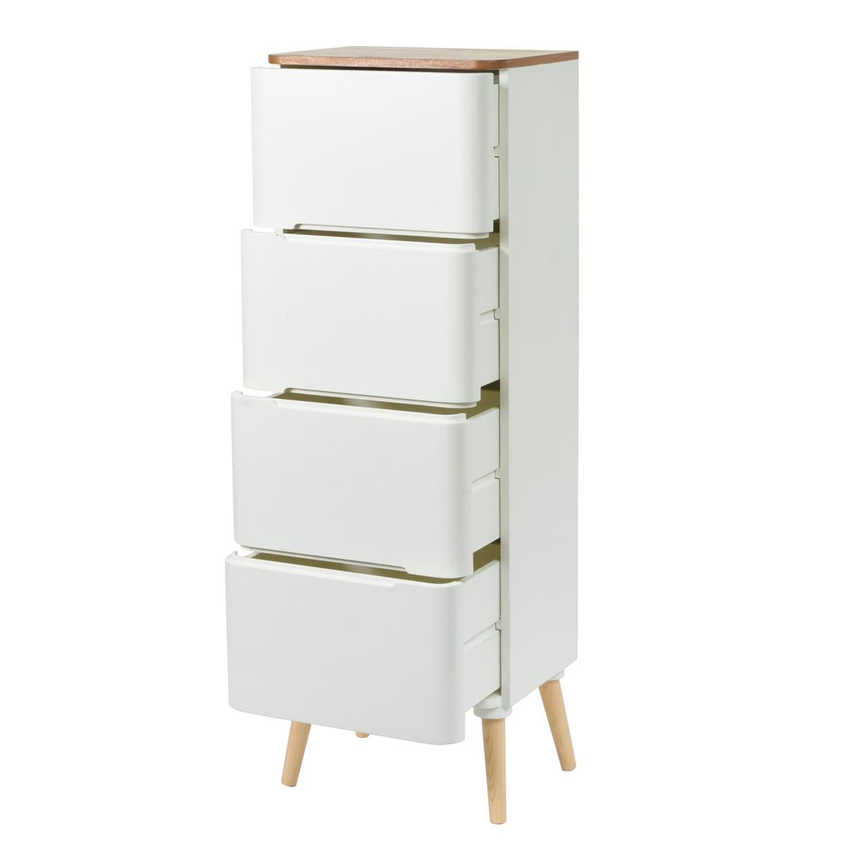 Ausziehkommode Madison 610 Weiß / Naturell