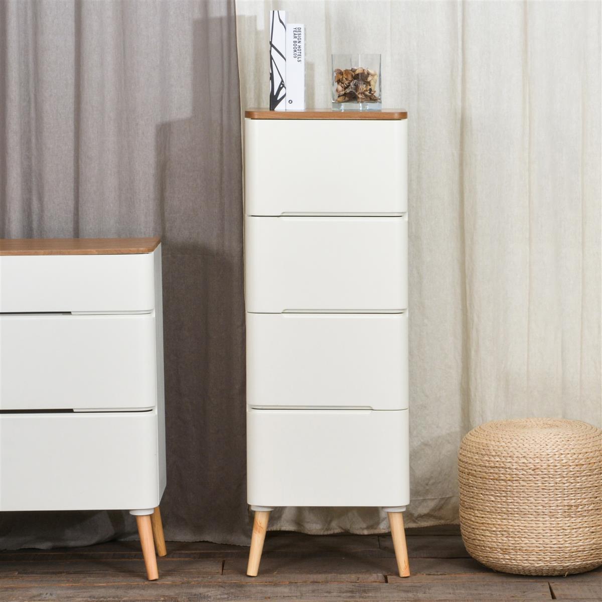 Ausziehkommode Madison 610 Weiß / Naturell