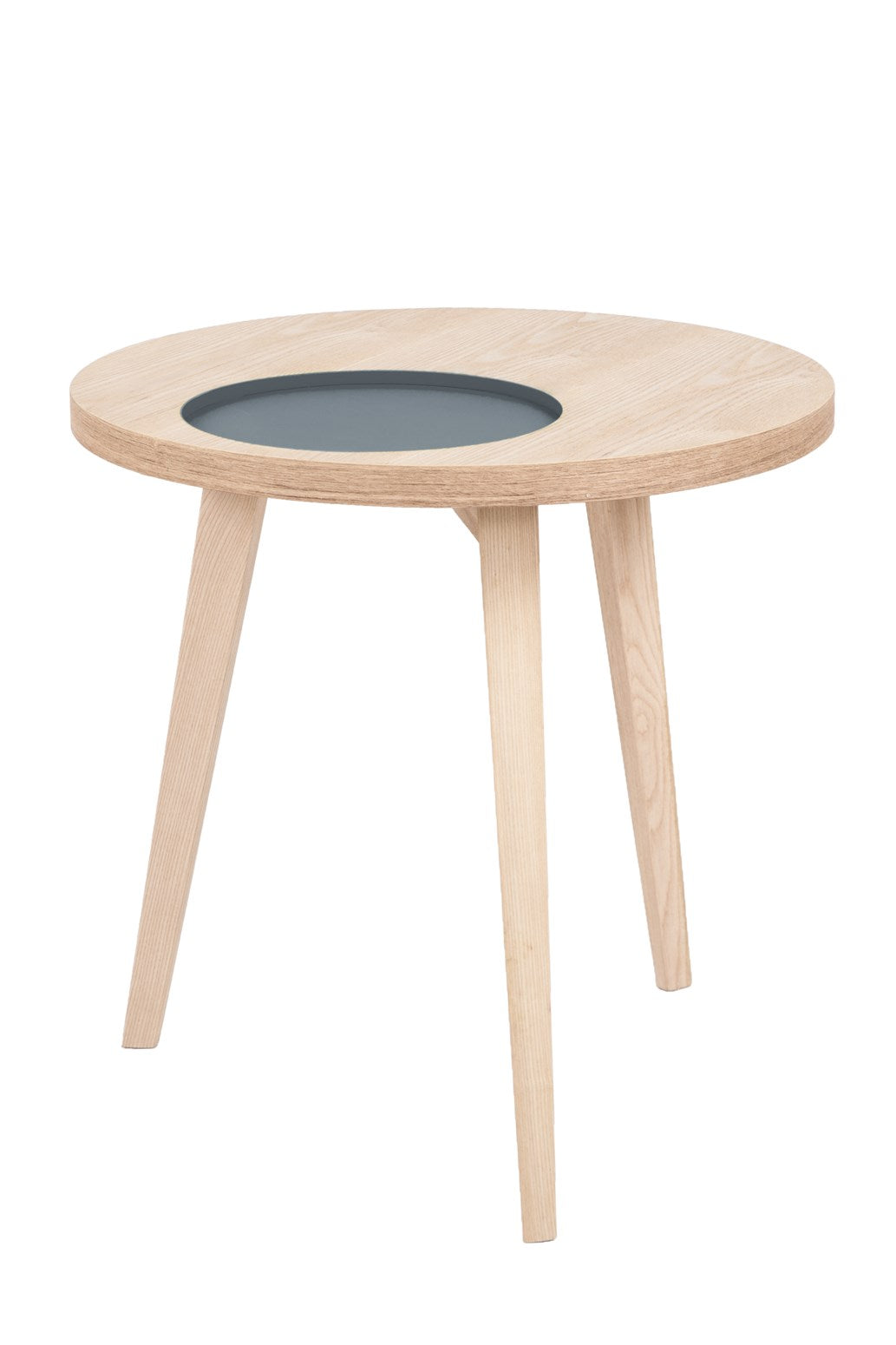 Kayoom Beistelltisch mit Relief (rund) - Beistelltisch Addison I Esche / Grau