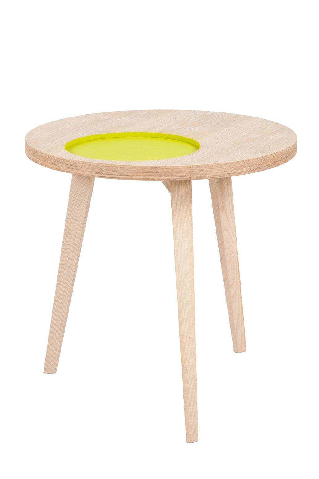 Kayoom Beistelltisch mit Relief (rund) - Beistelltisch Addison II Esche / Grün