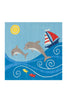 Blau Dolphins / 130cm x 130cm ECKIG